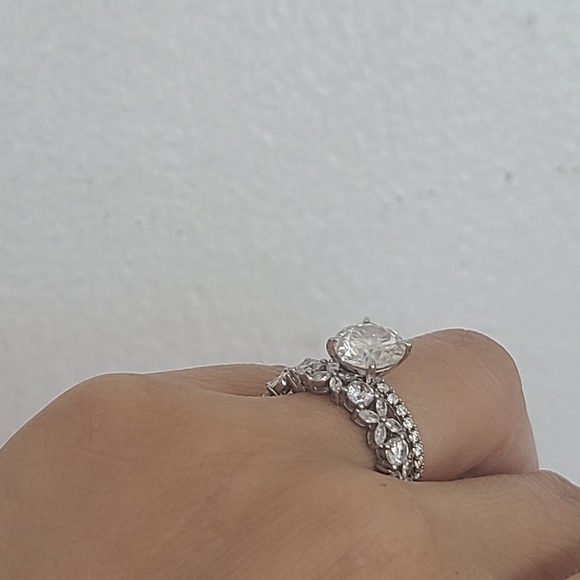 3ct Moissanite Pave Band Engagement Ring size 6 - Picture 3 of 6